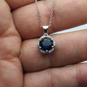 Sterling Silver Diamond & Gemstone Earring Pendant Chain Set